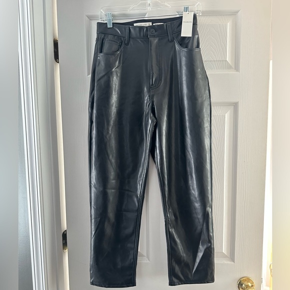 Abercrombie & Fitch Curve Love Leather Ankle straight ultra high rise sz 28 NWT - Picture 3 of 6